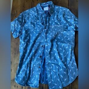 Denim & Flower Blue Fish Print Casual Shirt